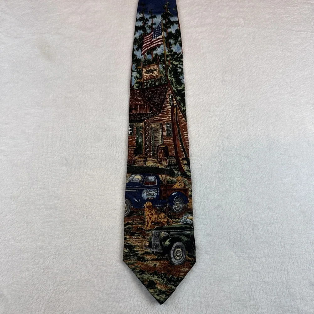 Silk Tie Tango By Max Raab Americana Series Back Country circa 1936 trucks dogs